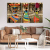 Premium Canvas Wall Painting of African Warli Art Set of Five