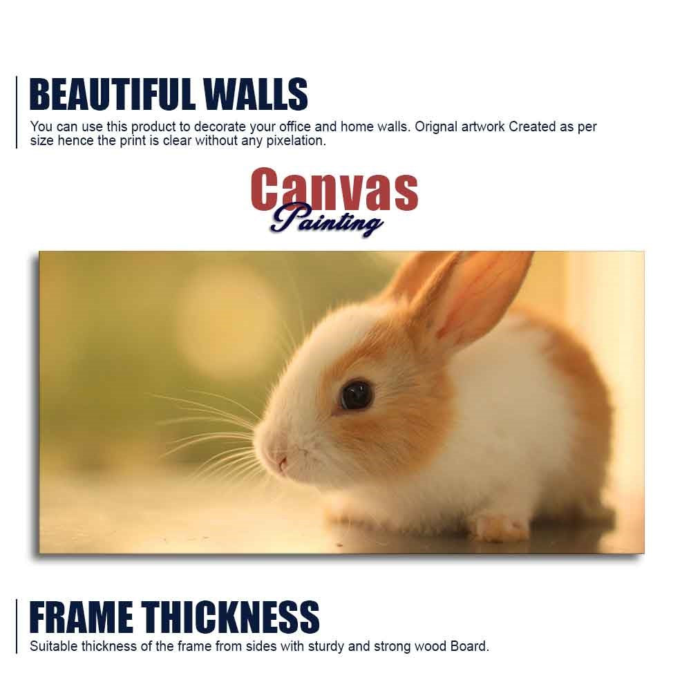 Premium Canvas Wall Painting of Cute White & Brown Bunny