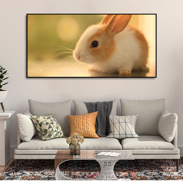 Premium Canvas Wall Painting of Cute White & Brown Bunny