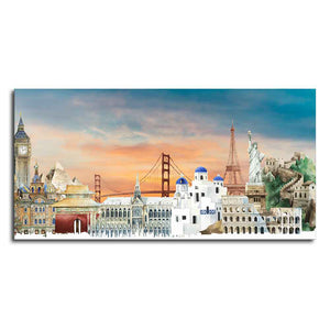 Premium Canvas Wall Painting of Famous Monuments