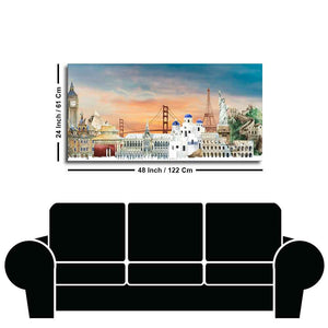 Premium Canvas Wall Painting of Famous Monuments