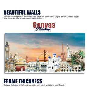 Premium Canvas Wall Painting of Famous Monuments