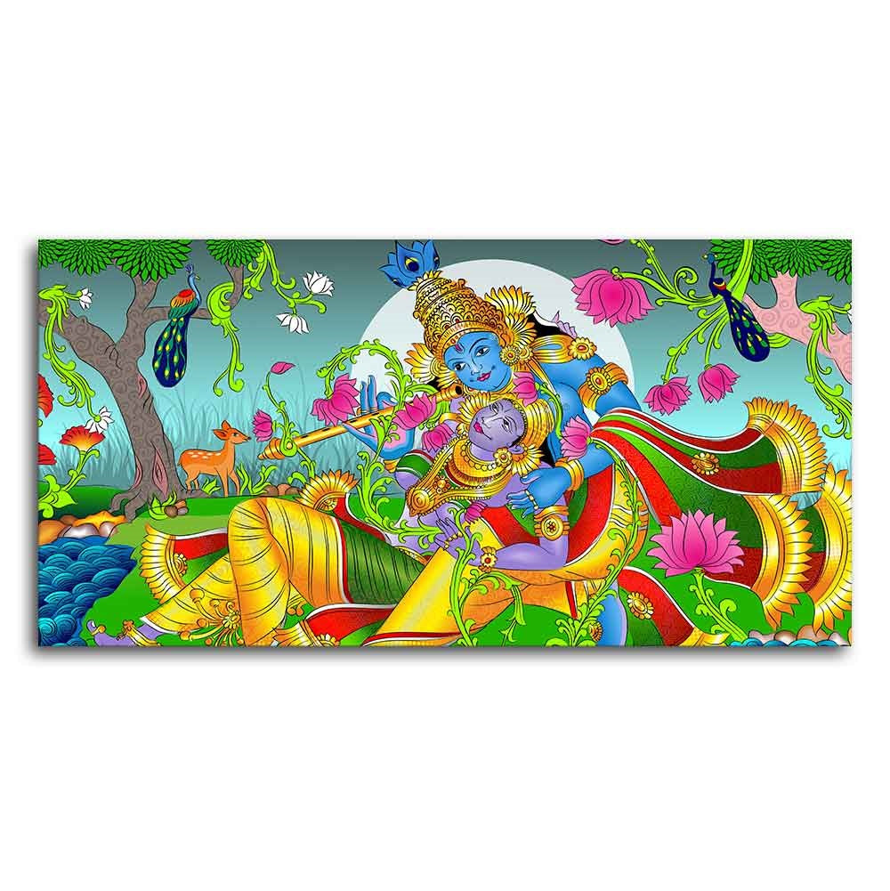 Premium Canvas Wall Painting of Lord Radha and Krishna