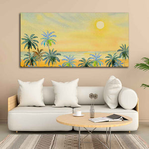 Premium Canvas Wall Painting of Palm Trees on Beach