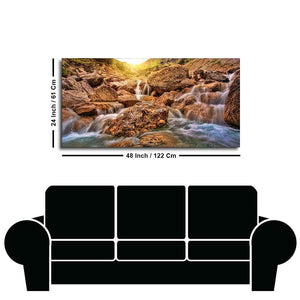 Premium Canvas Wall Painting of Waterfall at Sunrise