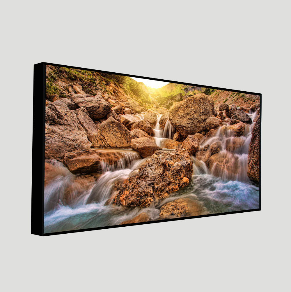 Premium Canvas Wall Painting of Waterfall at Sunrise