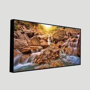 Premium Canvas Wall Painting of Waterfall at Sunrise