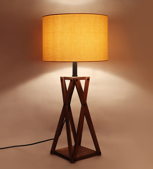 Premium Designer Vintage Beige Fabric Shade Table Lamp