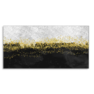 Premium Gold Glitter Particles on Black Background Canvas and Wall Painting