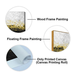 Premium Gold Glitter Particles on Black Background Canvas and Wall Painting