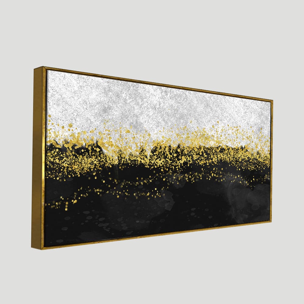 Premium Gold Glitter Particles on Black Background Canvas and Wall Painting