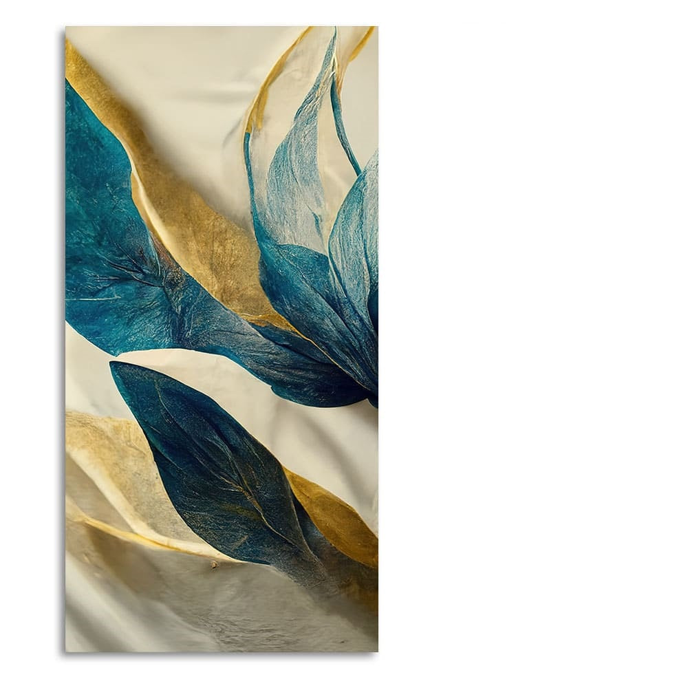 Premium Golden Flower and Waves Canvas Wall Painting