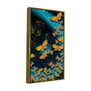 Premium Golden Flying Butterflies Canvas Wall Painting