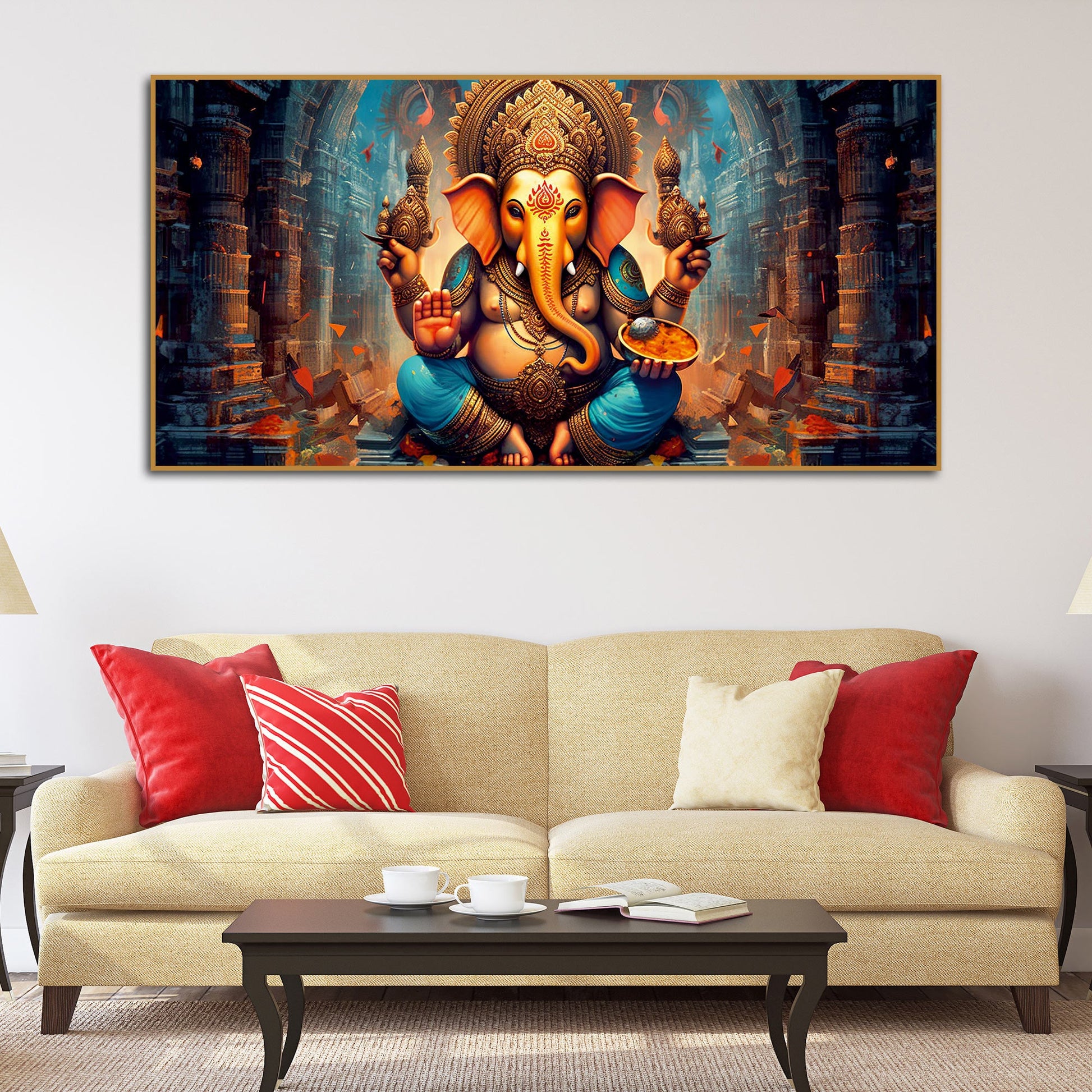 Premium Lord Ganesha Statue Canvas Wall Painting