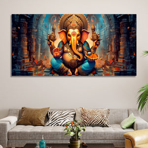 Premium Lord Ganesha Statue Canvas Wall Painting