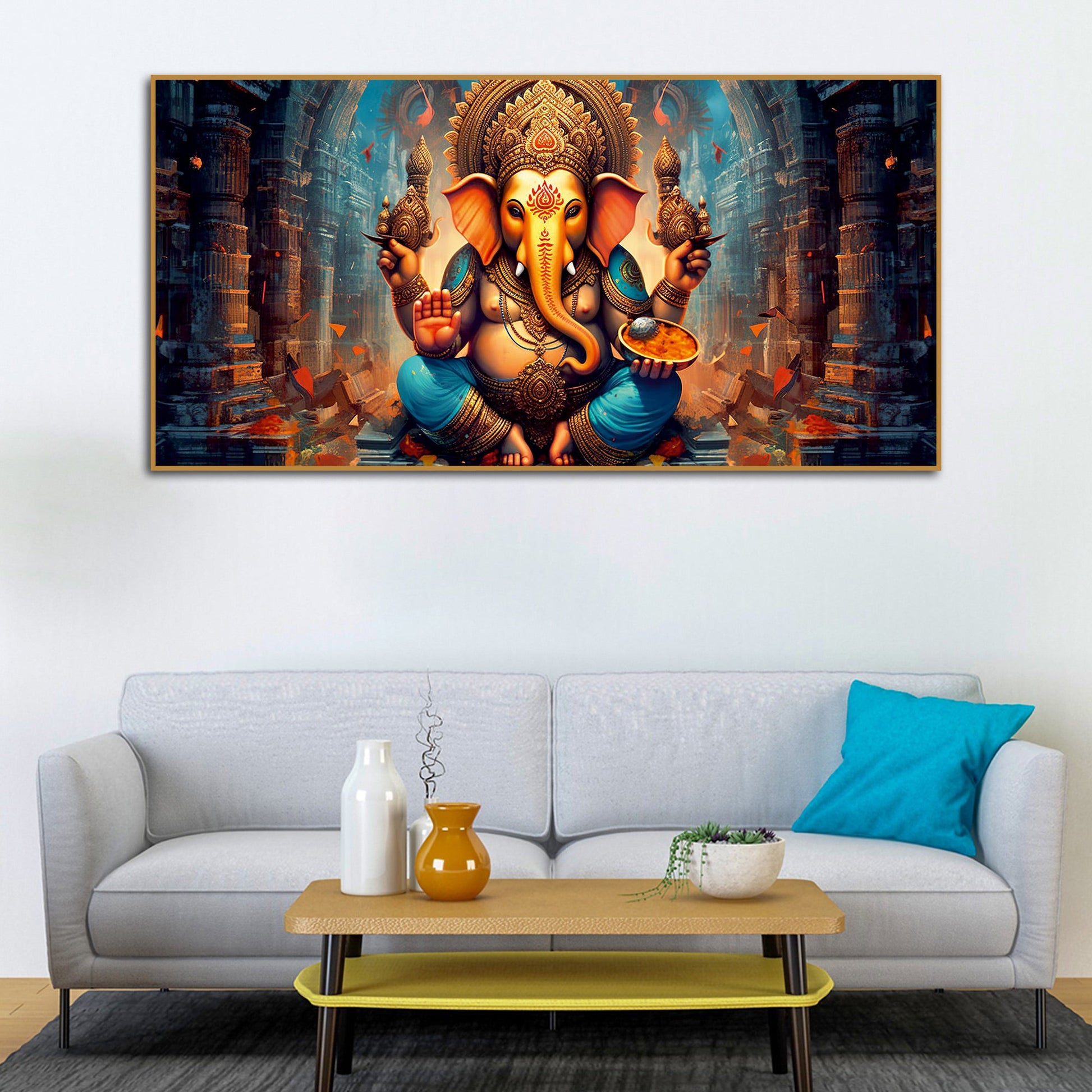 Premium Lord Ganesha Statue Canvas Wall Painting