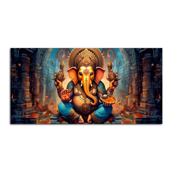 Premium Lord Ganesha Statue Canvas Wall Painting