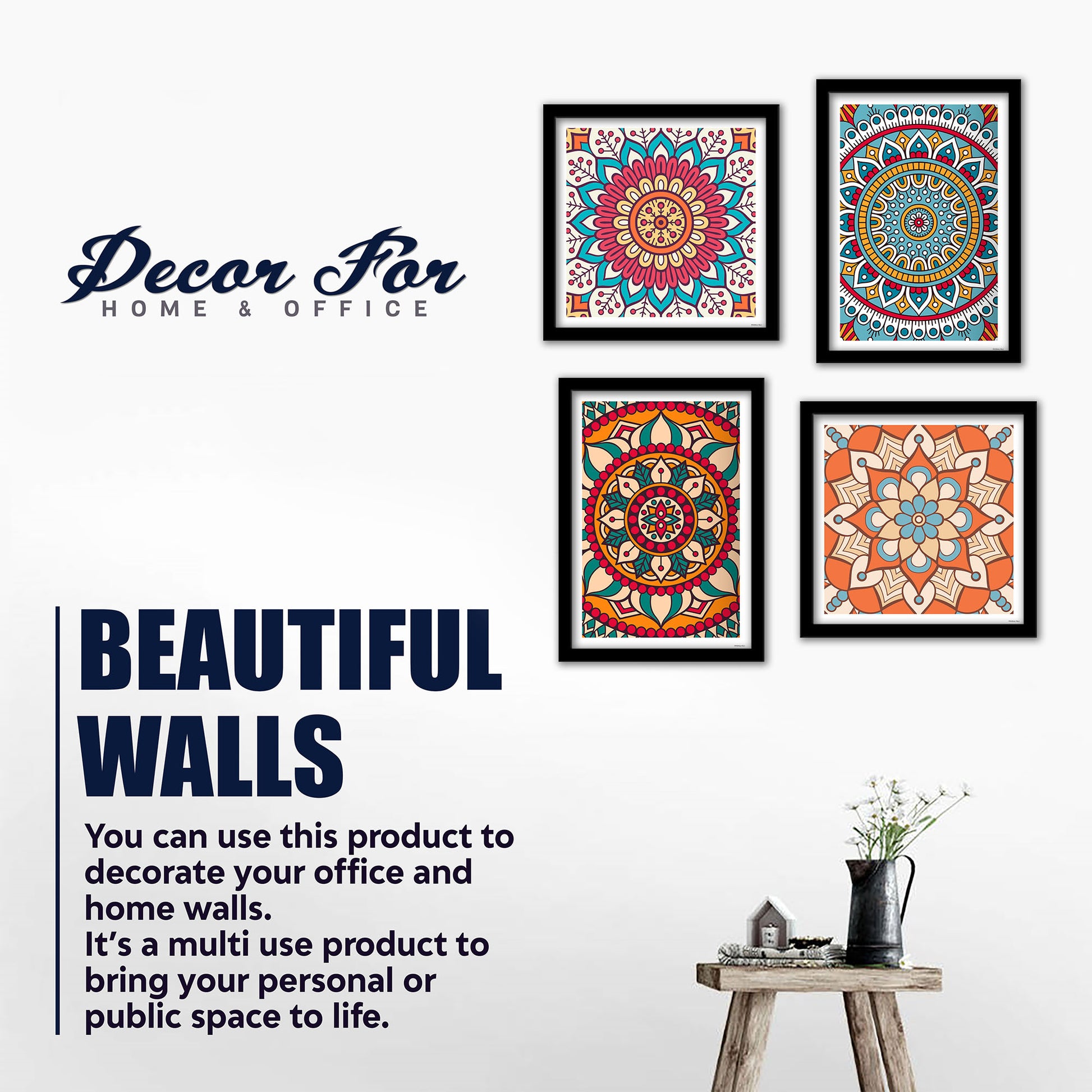 Premium Mandala Pattern Wall Frame Set of Four