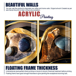 Premium Marble Stone Textural Art Acrylic Floating Wall Painting Set Of 2