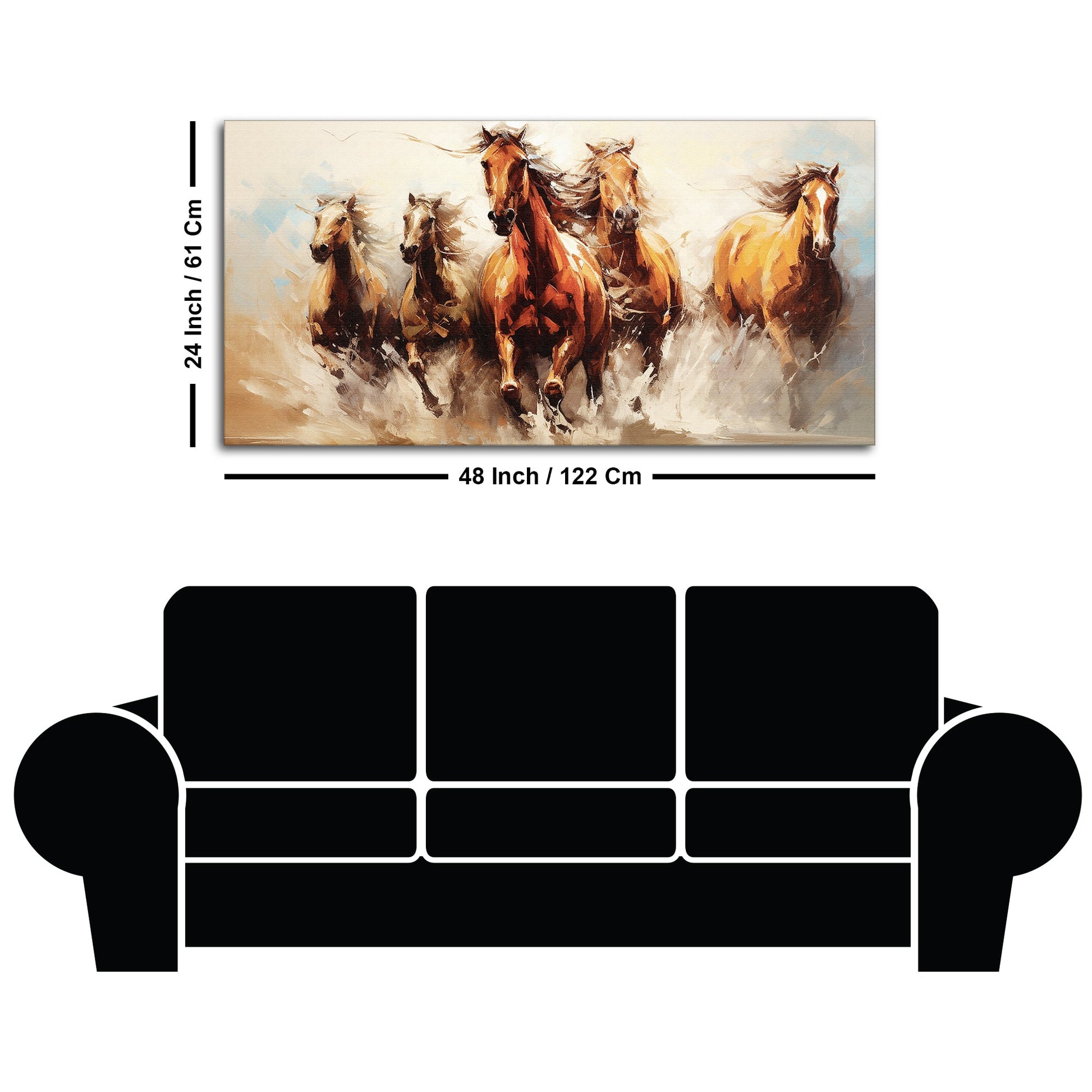 Premium Painting of Running Horse Canvas Wall Painting