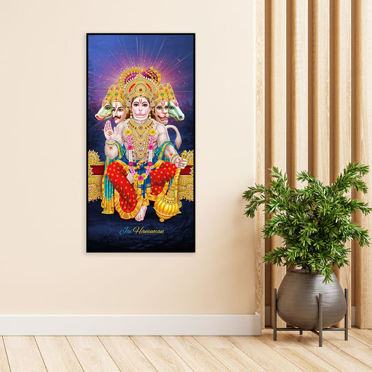 Premium Panchmukhi Lord Hanuman Canvas Wall Painting