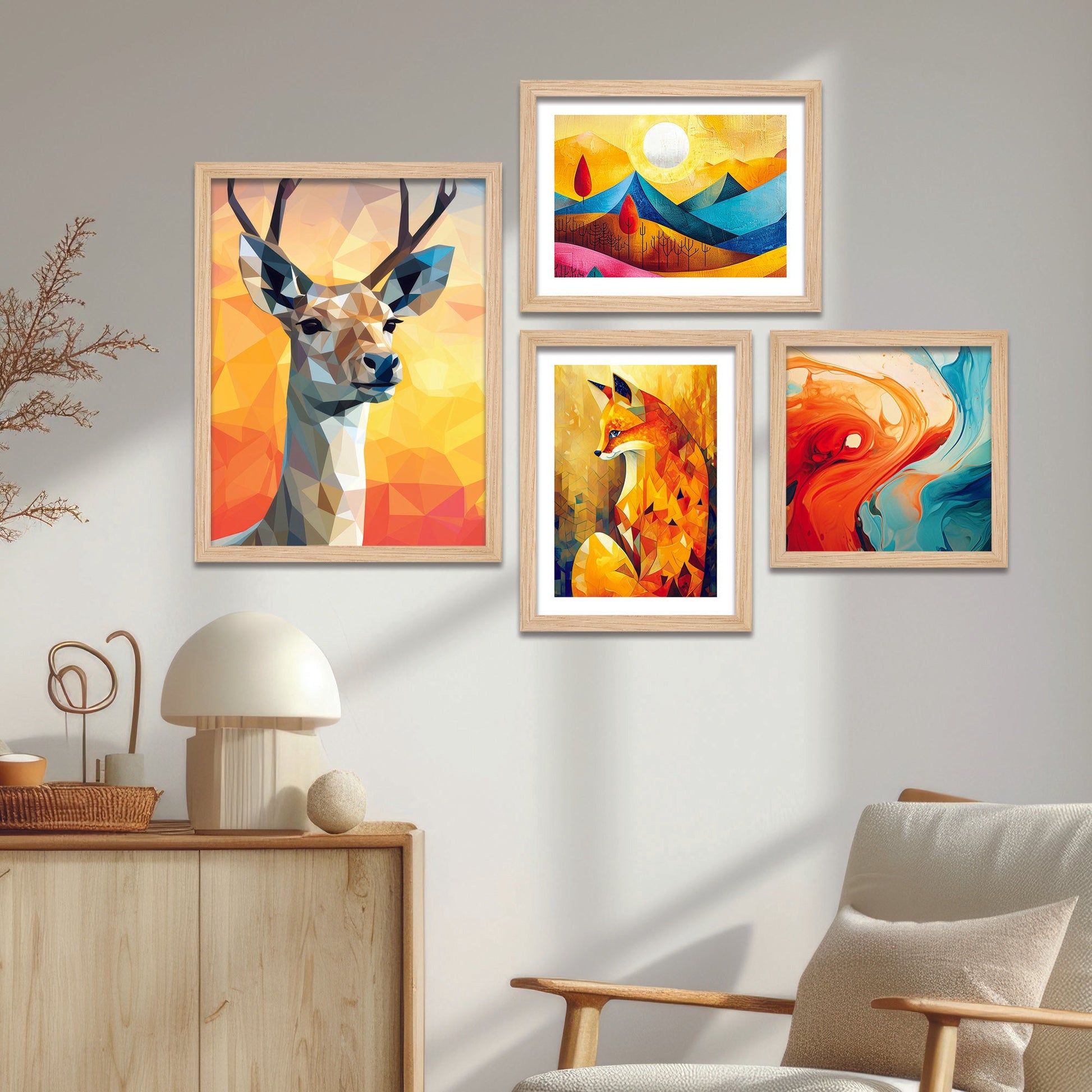 Premium Scenery Deer Art Wall Frame Set of Four