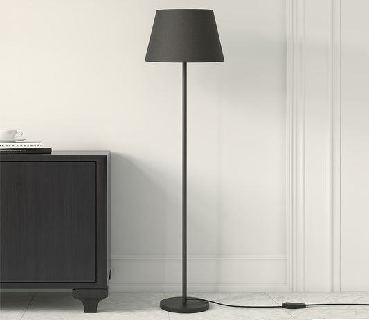 Premium Standing Modern Black Floor Lamp with Black Metal Shade