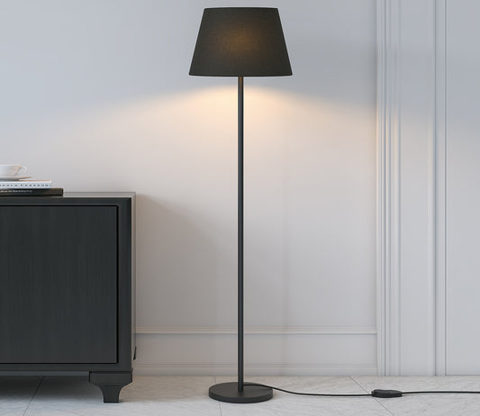 Premium Standing Modern Black Floor Lamp with Black Metal Shade