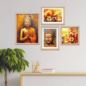 Premium Wall Frame Painting of Spiritual God Buddha Set of Four