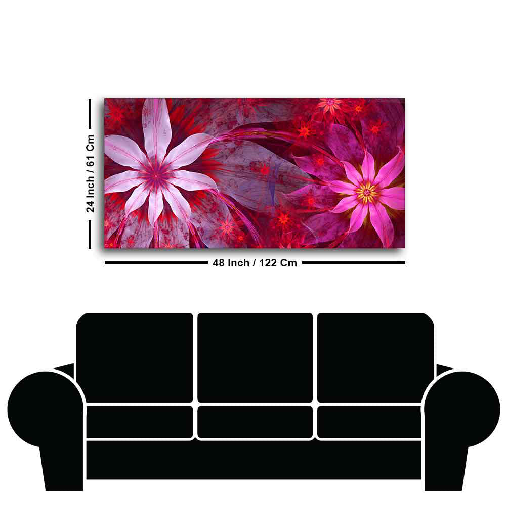 Premium Wall Painting of Exotic looking Flowers with Natural 3D Leaves