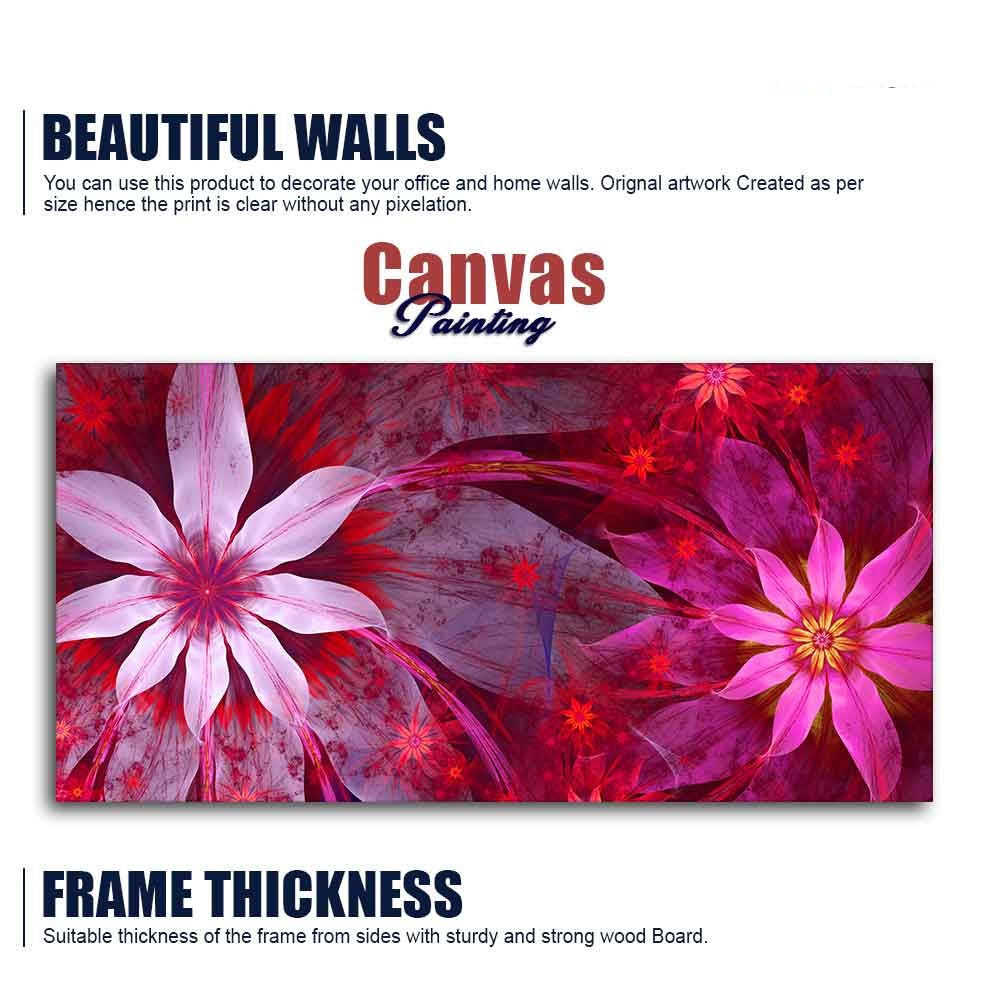 Premium Wall Painting of Exotic looking Flowers with Natural 3D Leaves