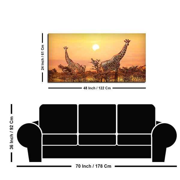 Premium Wall Painting of Giraffes in Sunset