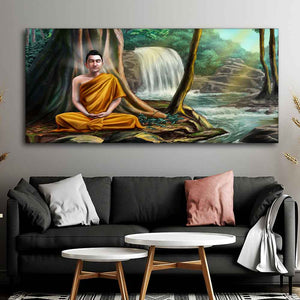 Premium Wall Painting of Lord Buddha with Nature Background