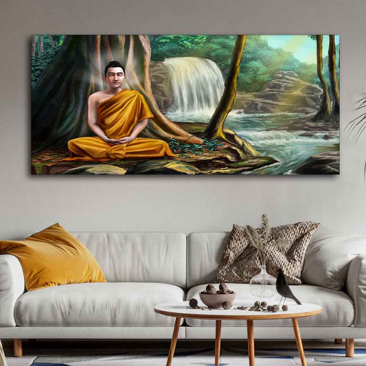 Premium Wall Painting of Lord Buddha with Nature Background