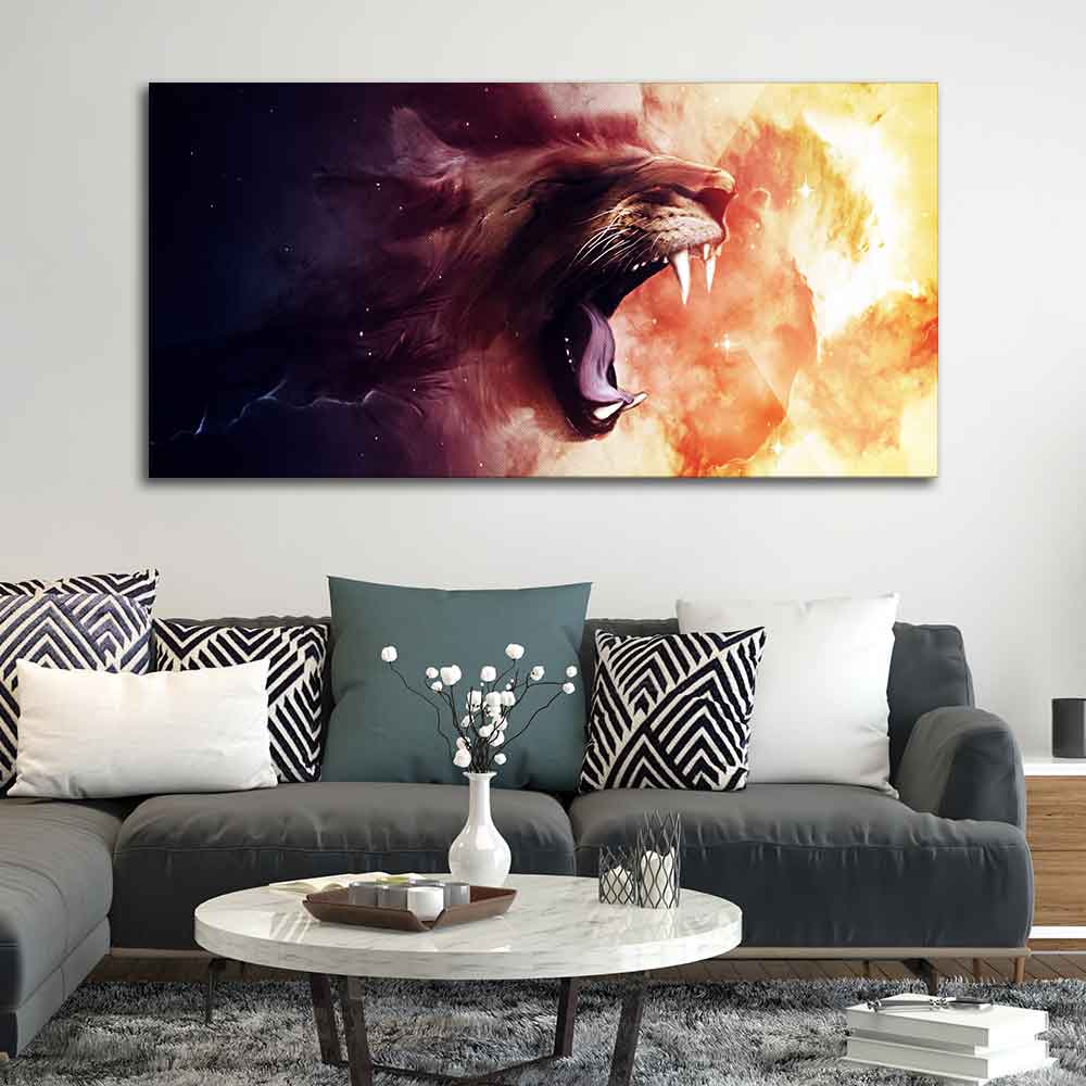 Premium Wall Painting of Roaring Lion