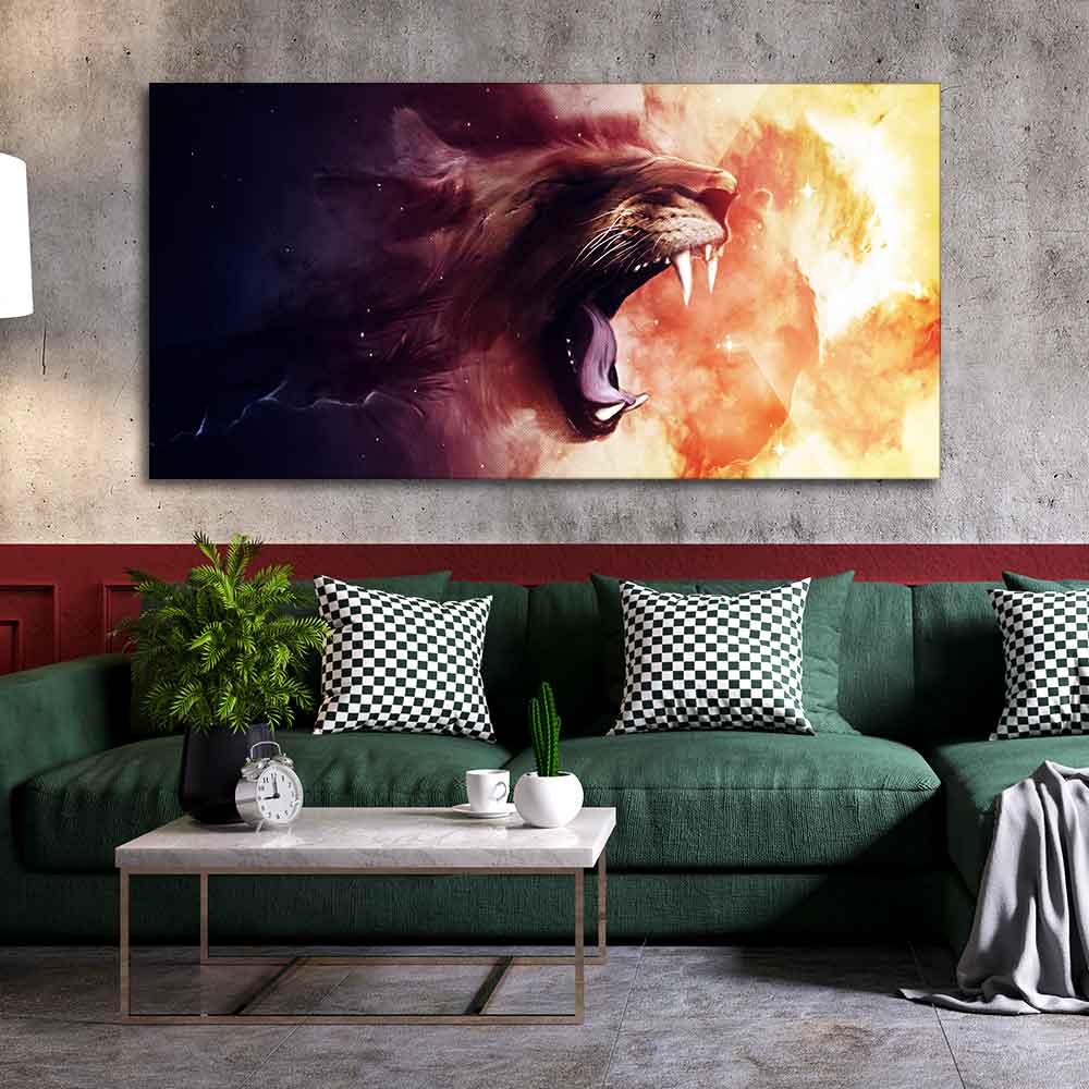 Premium Wall Painting of Roaring Lion