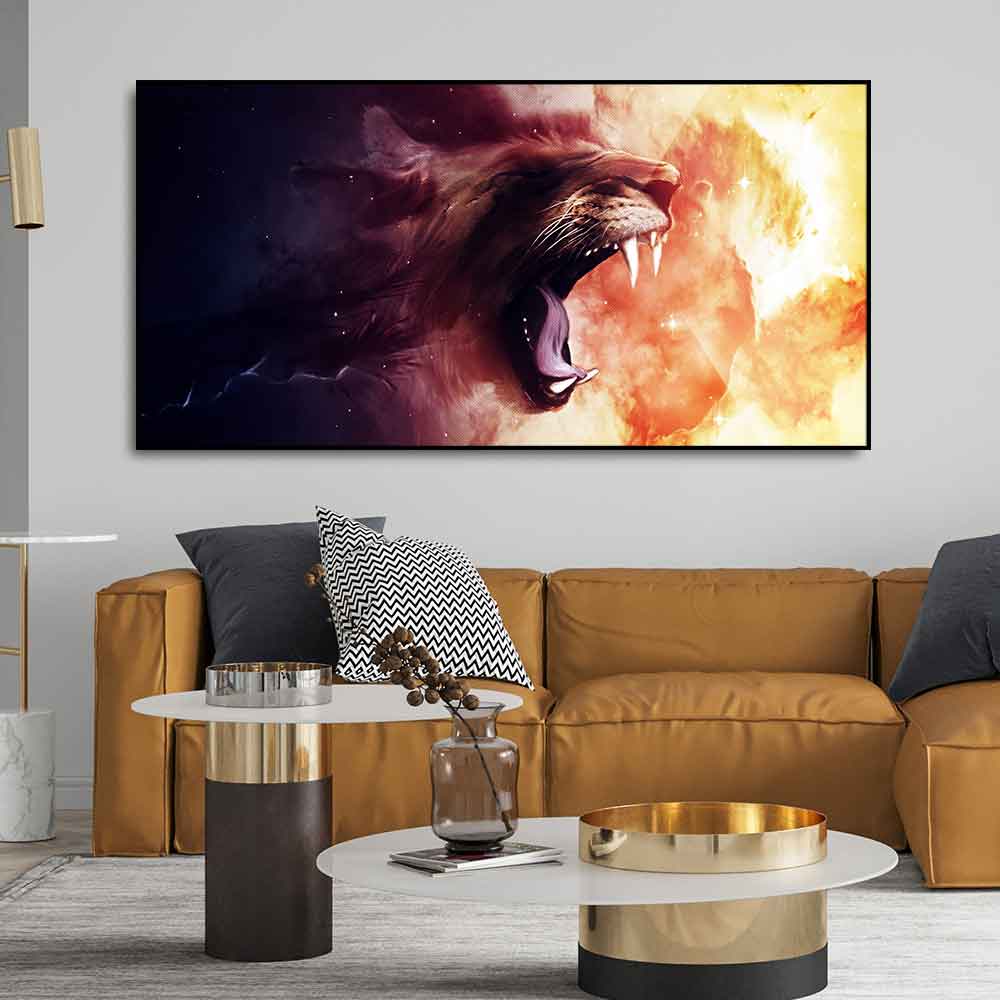 Premium Wall Painting of Roaring Lion