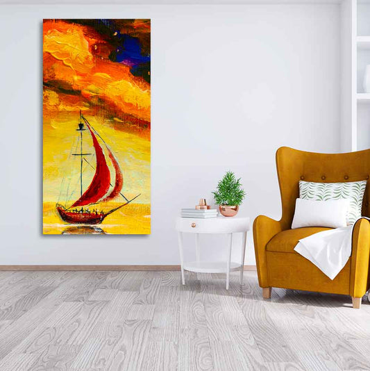 Premium Wall Painting of The Sailing Boat in Sea