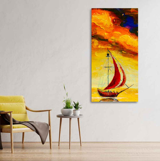 Premium Wall Painting of The Sailing Boat in Sea