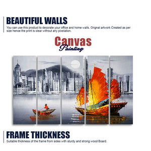 Premium Wall Painting of Victoria Harbor, Hong Kong Set of Five