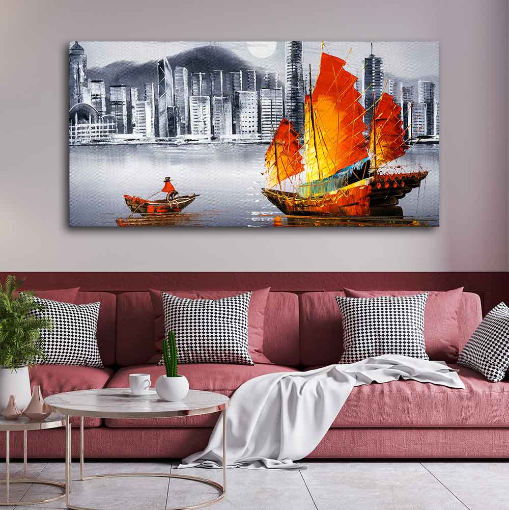 Premium Wall Painting of Victoria Harbor, Hong Kong