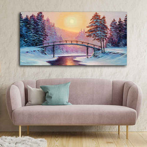 Premium Wall Painting of Winter Landscape with the River