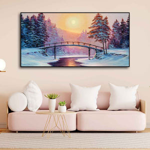 Premium Wall Painting of Winter Landscape with the River