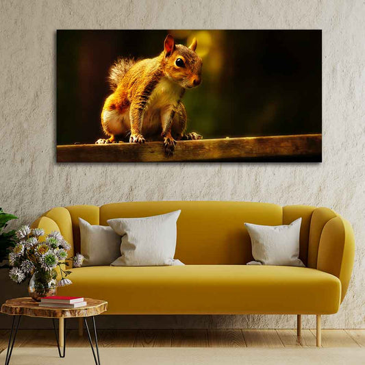 Premium Wall Painting Squirrel in The Dark Forest