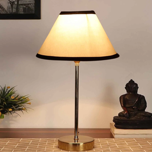 Premium White and Black Textured Metal Golden Finish Table Lamp