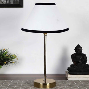 Premium White and Black Textured Metal Golden Finish Table Lamp