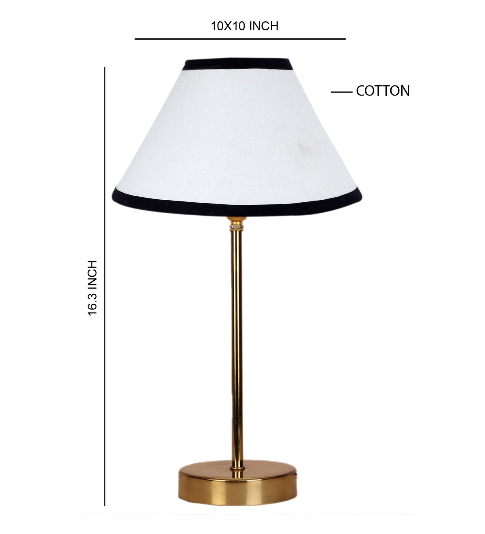 Premium White and Black Textured Metal Golden Finish Table Lamp