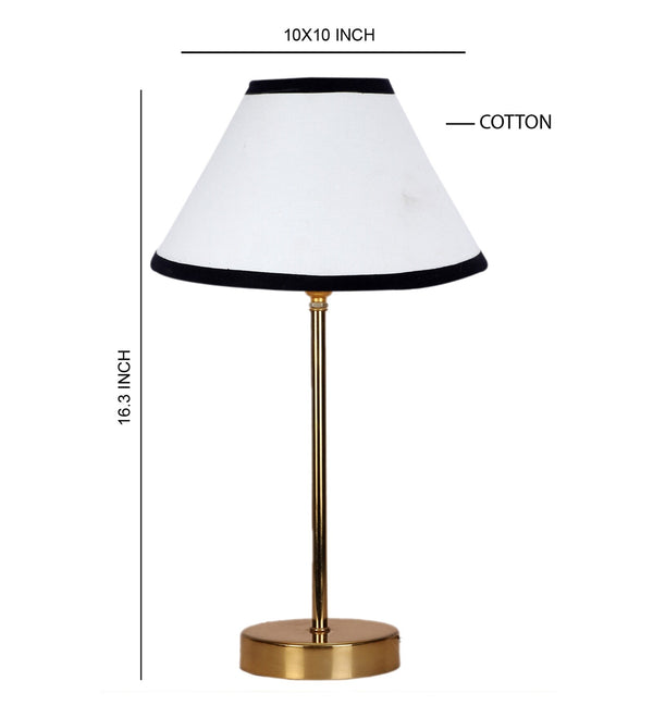 Premium White and Black Textured Metal Golden Finish Table Lamp