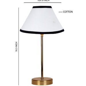 Premium White and Black Textured Metal Golden Finish Table Lamp