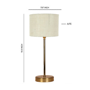 Premium White Jute with Metal Golden Finish Table Lamp